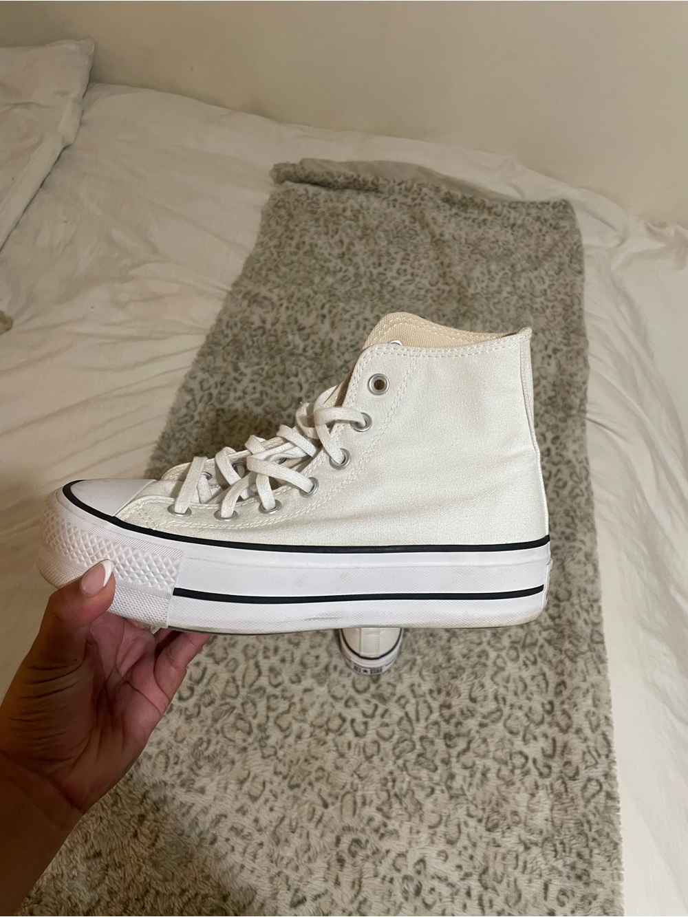 Converse White High-Top Platform Sneakers - Picture 7 of 8